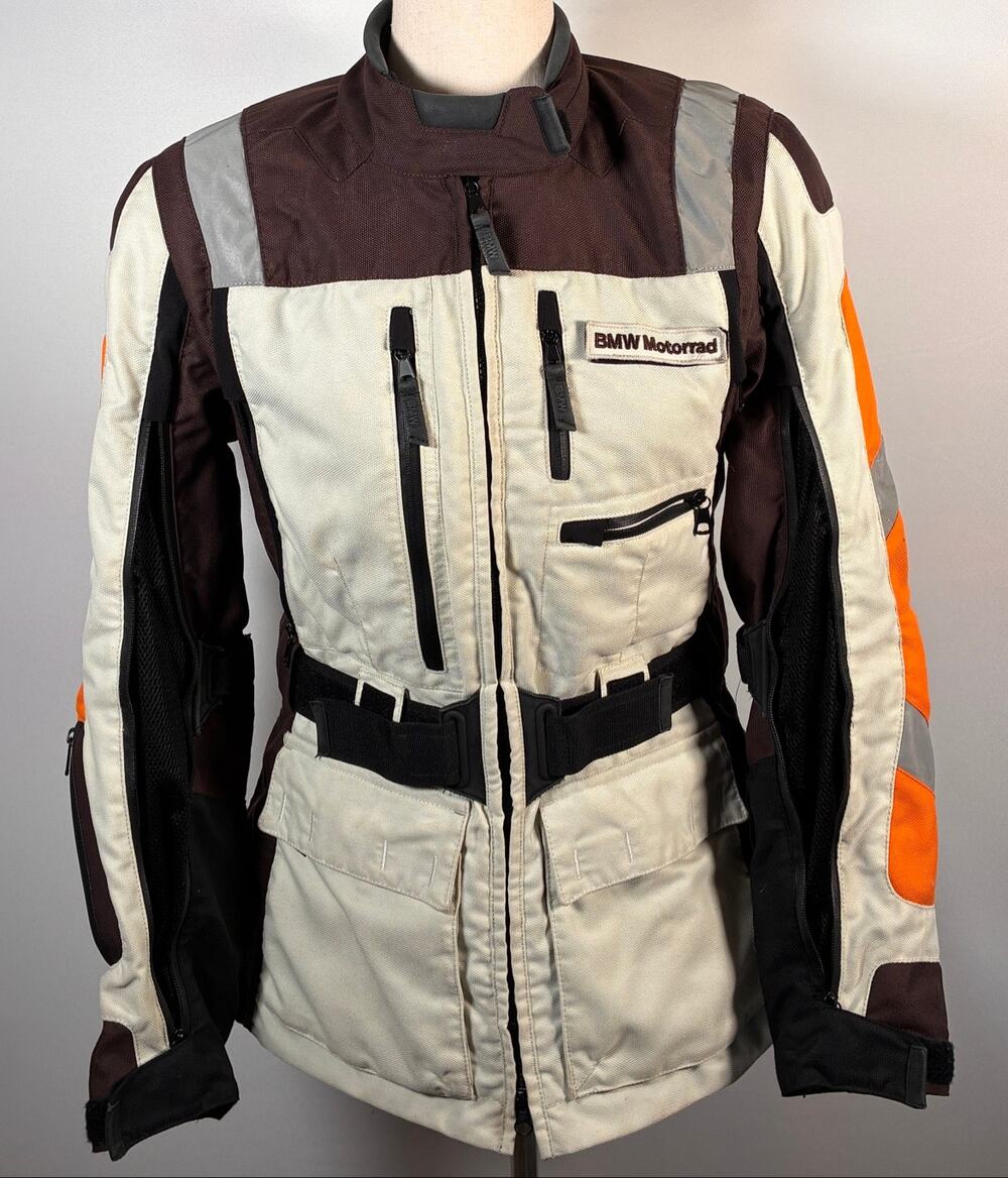 BMW Motorrad Trailguard Adventure Jacket Womens EU 36 Ivory Brown Orange